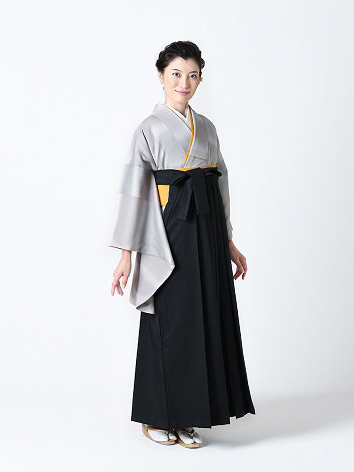 袴レンタル｜卒業式｜二尺袖 着物のみ｜市松ぼかし グレーブラウン
