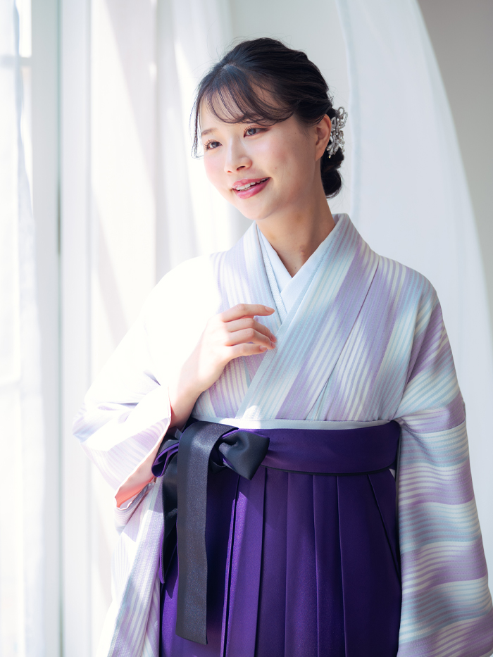 袴レンタル｜卒業式｜二尺袖 着物のみ｜矢絣 縞文様 