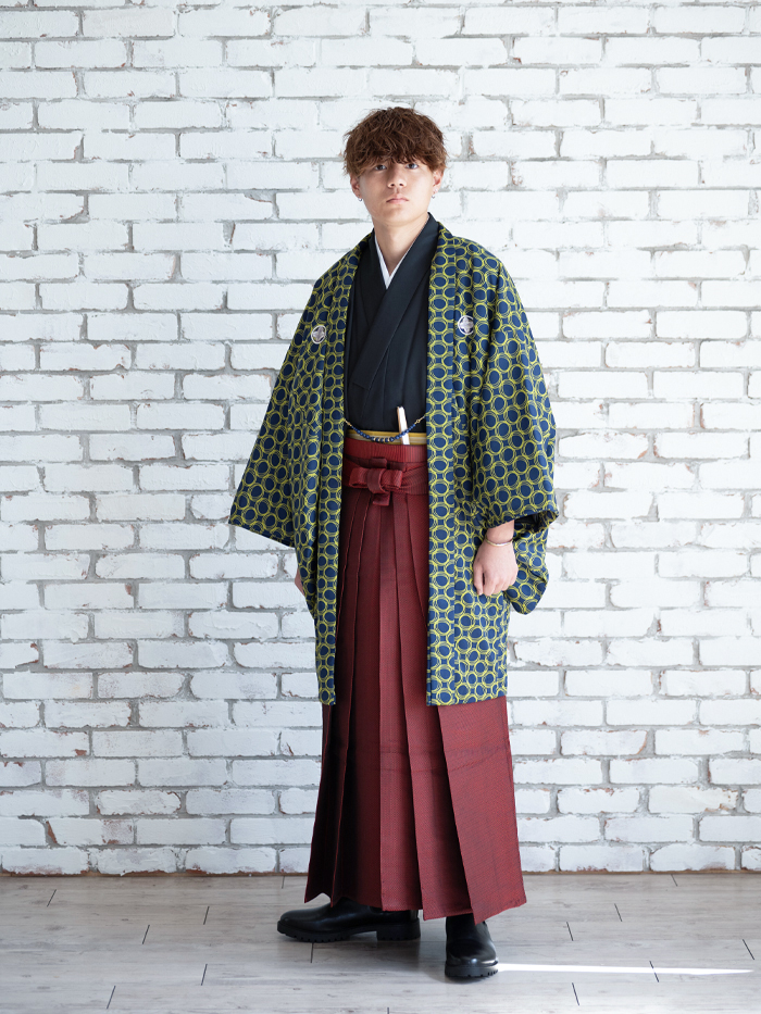 成人式｜二十歳の集い｜紋付袴レンタル｜全国宅配｜ドット 紺＋