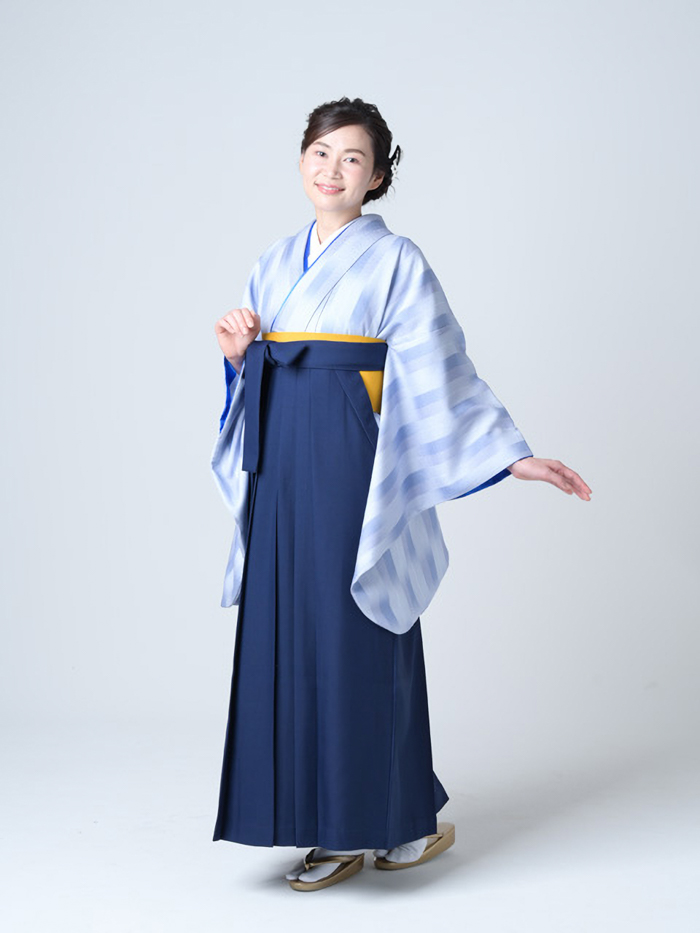 袴レンタル｜卒業式｜二尺袖 着物のみ｜矢絣ブルーグレー