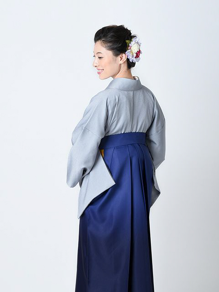 袴レンタル｜卒業式｜先生・教員用ハカマ｜色無地 ブルーグレー＋紺
