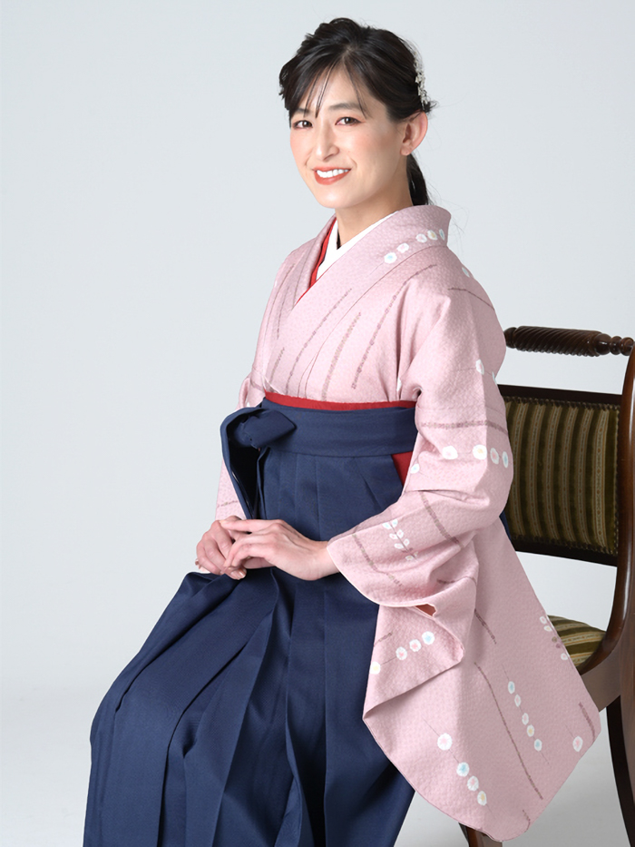袴レンタル｜卒業式｜二尺袖 着物のみ｜薄ピンク地 露柳