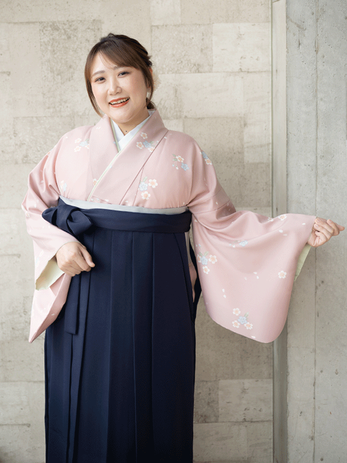 【特大プラスサイズ】【4L・5L専用】【一尺三寸 着物のみレンタル】ピンク地 桜柄