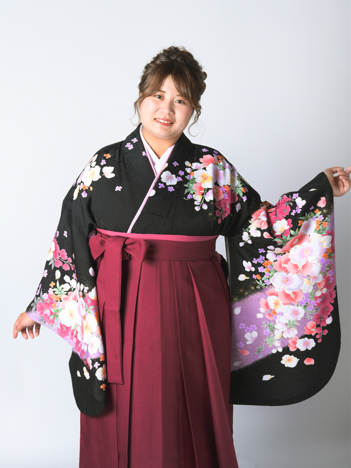 袴 120サイズ 袴レンタル｜卒業式｜プラスサイズ 17号～33号｜水色地 辻桜＋