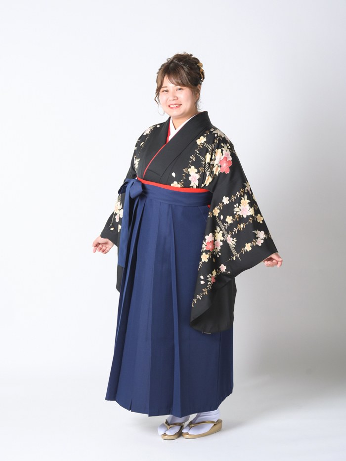 【夏休み最終】卒業式　2尺袖　着物のみ 二尺袖着物 単品「ばら墨紺色」KIMONOMACHIオリジナル お仕立て