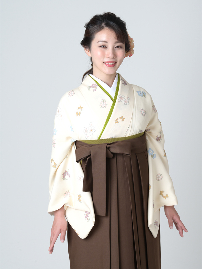 袴＋帯】新品 袴単品 白 刺繍入り 卒業式用 はかま 袴のみ 淡い