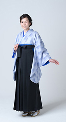 矢絣ブルーグレー＋黒無地袴レンタル
