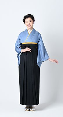 水色の着物で卒園式・卒業式